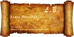 Lupu Bonifác névjegykártya